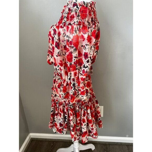 Misa Los Angeles Womens Darla Off-Shoulder Floral Mini Dress Viscose Size Large - Picture 4 of 16